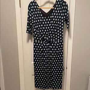 Polka Dot Black and Blue Dress. Size 10 and Fully Lined